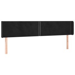 vidaXL Kopfteil mit Ohren Schwarz 203x16x78/88 cm Samt