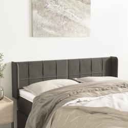 vidaXL Kopfteil mit Ohren Dunkelgrau 147x16x78/88 cm Samt