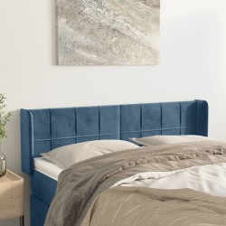 vidaXL Kopfteil mit Ohren Dunkelblau 147x16x78/88 cm Samt