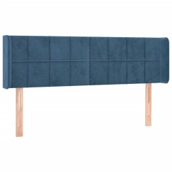 vidaXL Kopfteil mit Ohren Dunkelblau 147x16x78/88 cm Samt