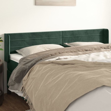 vidaXL Kopfteil mit Ohren Dunkelgrün 163x16x78/88 cm Samt