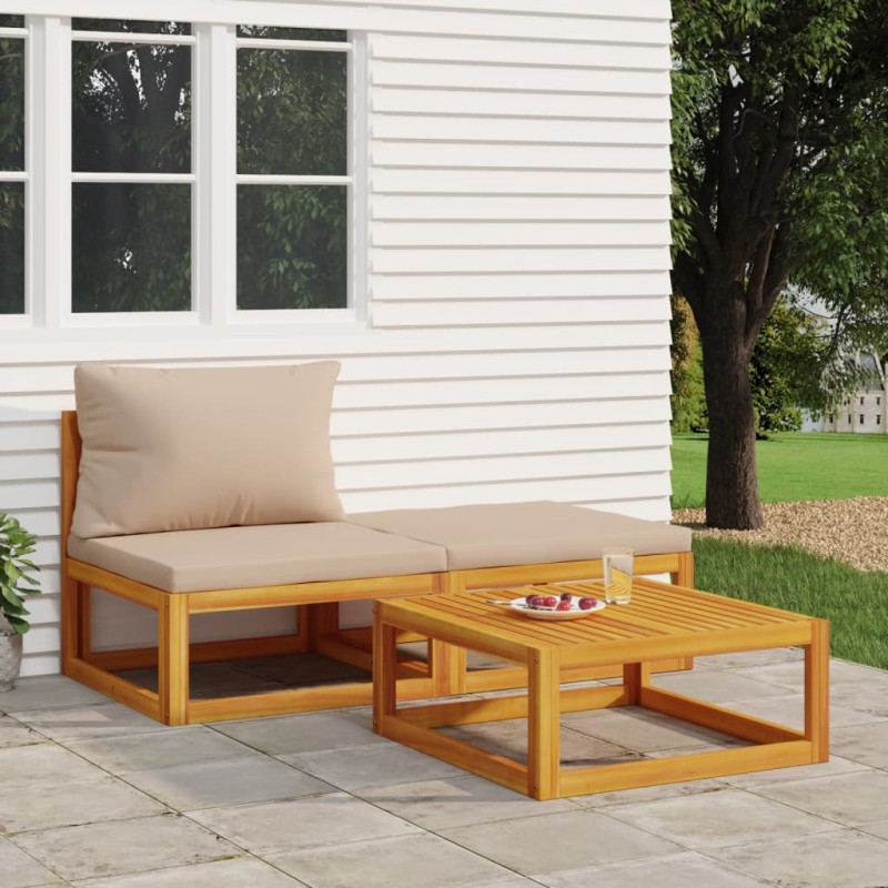 3-tlg. Garten-Lounge-Set mit Kissen Massivholz Akazie 3-tlg. Garten-Lounge-Set mit Kissen Massivholz Akazie