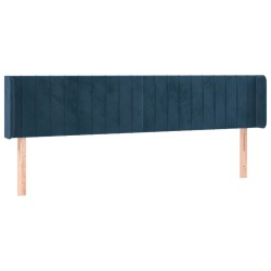 vidaXL Kopfteil mit Ohren Dunkelblau 183x16x78/88 cm Samt