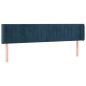 vidaXL Kopfteil mit Ohren Dunkelblau 183x16x78/88 cm Samt