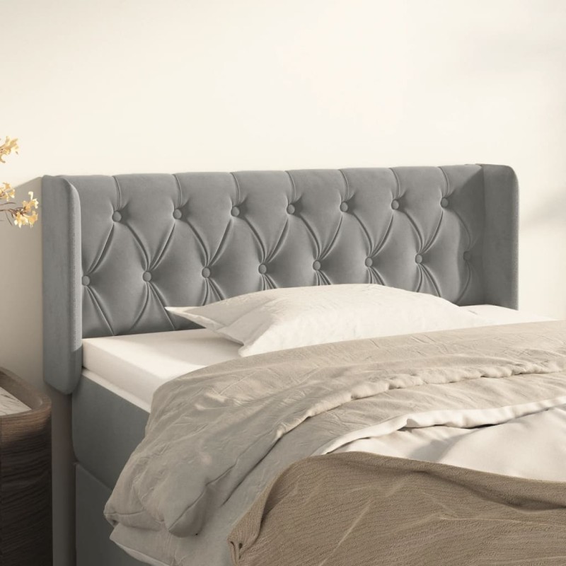 vidaXL Kopfteil mit Ohren Hellgrau 93x16x78/88 cm Samt