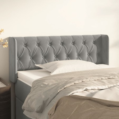 vidaXL Kopfteil mit Ohren Hellgrau 93x16x78/88 cm Samt