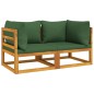 Modular-Ecksofas 2 Stk. mit Grünen Kissen Massivholz Akazie Modular-Ecksofas 2 Stk. mit Grünen Kissen Massivholz Akazie