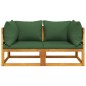 Modular-Ecksofas 2 Stk. mit Grünen Kissen Massivholz Akazie Modular-Ecksofas 2 Stk. mit Grünen Kissen Massivholz Akazie
