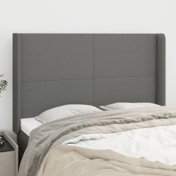 vidaXL Kopfteil mit Ohren Dunkelgrau 147x16x118/128 cm Stoff