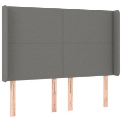 vidaXL Kopfteil mit Ohren Dunkelgrau 147x16x118/128 cm Stoff