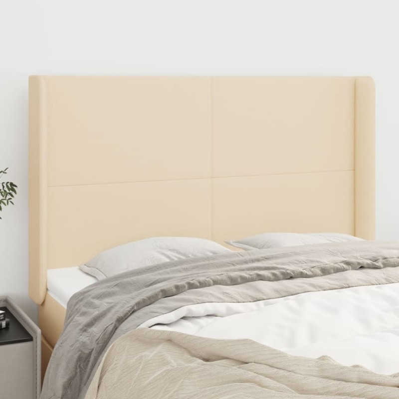 vidaXL Kopfteil mit Ohren Creme 147x16x118/128 cm Stoff vidaXL Kopfteil mit Ohren Creme 147x16x118/128 cm Stoff