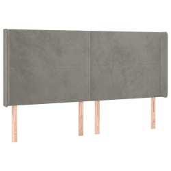 vidaXL Kopfteil mit Ohren Hellgrau 183x16x118/128 cm Samt