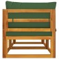 Modular-Ecksofas 2 Stk. mit Grünen Kissen Massivholz Akazie Modular-Ecksofas 2 Stk. mit Grünen Kissen Massivholz Akazie