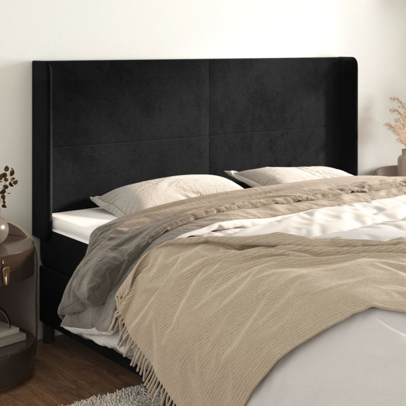 vidaXL Kopfteil mit Ohren Schwarz 183x16x118/128 cm Samt vidaXL Kopfteil mit Ohren Schwarz 183x16x118/128 cm Samt
