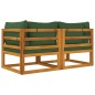 Modular-Ecksofas 2 Stk. mit Grünen Kissen Massivholz Akazie Modular-Ecksofas 2 Stk. mit Grünen Kissen Massivholz Akazie