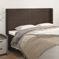 vidaXL Kopfteil mit Ohren Braun 203x16x118/128 cm Kunstleder