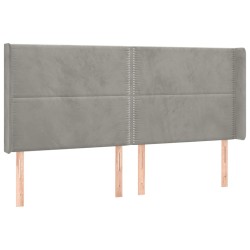 vidaXL Kopfteil mit Ohren Hellgrau 183x16x118/128 cm Samt