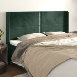 vidaXL Kopfteil mit Ohren Dunkelgrün 203x16x118/128 cm Samt