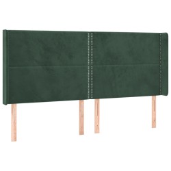 vidaXL Kopfteil mit Ohren Dunkelgrün 203x16x118/128 cm Samt