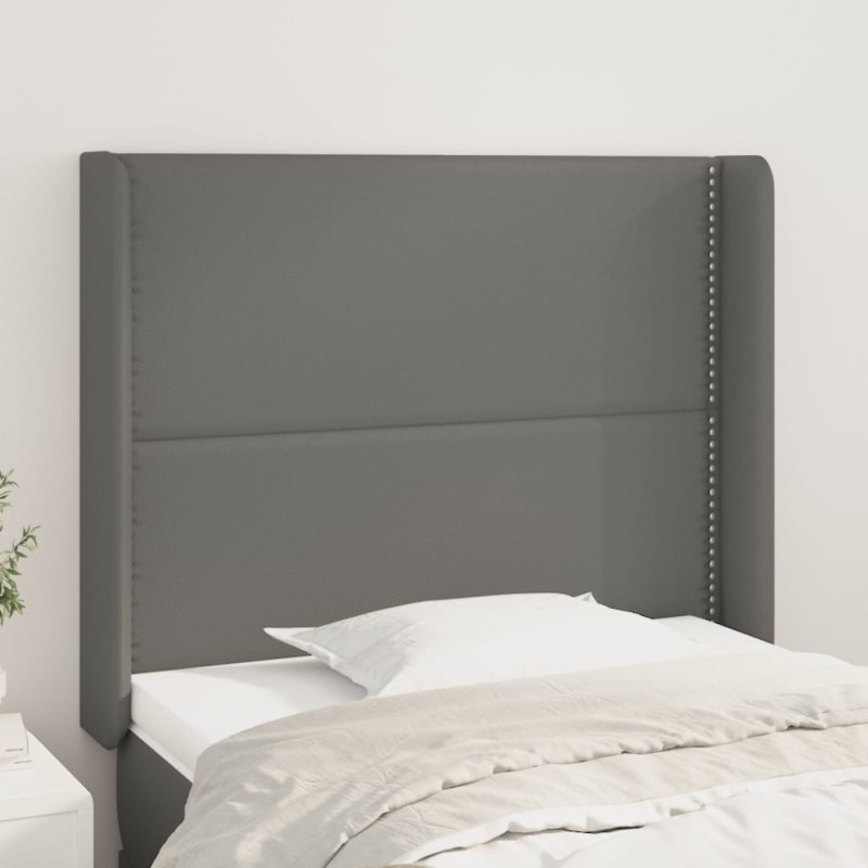 vidaXL Kopfteil mit Ohren Grau 83x16x118/128 cm Kunstleder vidaXL Kopfteil mit Ohren Grau 83x16x118/128 cm Kunstleder