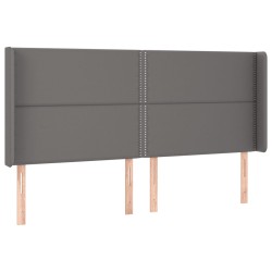vidaXL Kopfteil mit Ohren Grau 163x16x118/128 cm Kunstleder