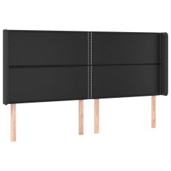 vidaXL Kopfteil mit Ohren Schwarz 183x16x118/128 cm Kunstleder