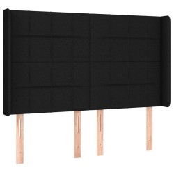 vidaXL Kopfteil mit Ohren Schwarz 147x16x118/128 cm Stoff