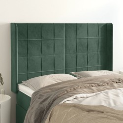vidaXL Kopfteil mit Ohren Dunkelgrün 147x16x118/128 cm Samt