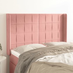 vidaXL Kopfteil mit Ohren Rosa 147x16x118/128 cm Samt