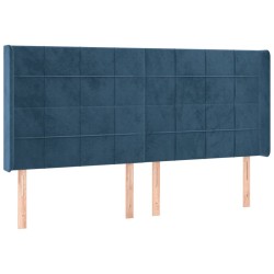 vidaXL Kopfteil mit Ohren Dunkelblau 163x16x118/128 cm Samt