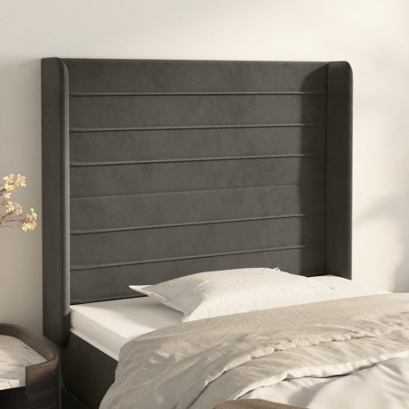 vidaXL Kopfteil mit Ohren Dunkelgrau 93x16x118/128 cm Samt