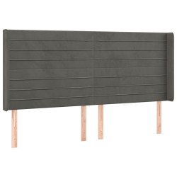 vidaXL Kopfteil mit Ohren Dunkelgrau 183x16x118/128 cm Samt