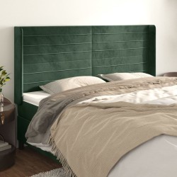 vidaXL Kopfteil mit Ohren Dunkelgrün 183x16x118/128 cm Samt