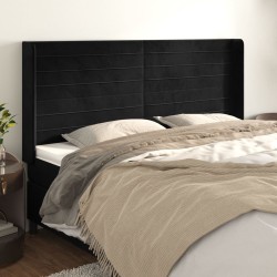 vidaXL Kopfteil mit Ohren Schwarz 203x16x118/128 cm Samt
