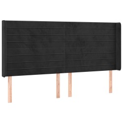 vidaXL Kopfteil mit Ohren Schwarz 203x16x118/128 cm Samt