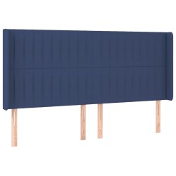 vidaXL Kopfteil mit Ohren Blau 163x16x118/128 cm Stoff