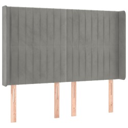 vidaXL Kopfteil mit Ohren Hellgrau 147x16x118/128 cm Samt