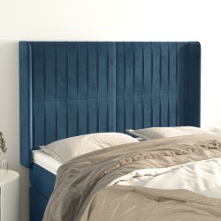 vidaXL Kopfteil mit Ohren Dunkelblau 147x16x118/128 cm Samt