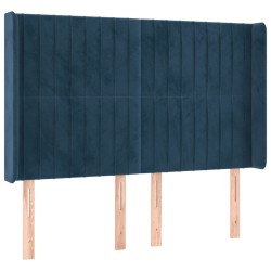vidaXL Kopfteil mit Ohren Dunkelblau 147x16x118/128 cm Samt
