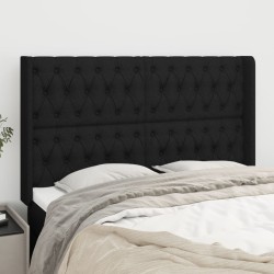 vidaXL Kopfteil mit Ohren Schwarz 147x16x118/128 cm Stoff 
