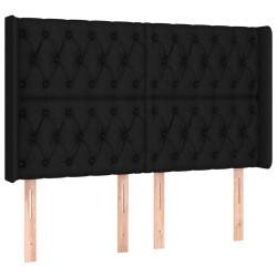 vidaXL Kopfteil mit Ohren Schwarz 147x16x118/128 cm Stoff 