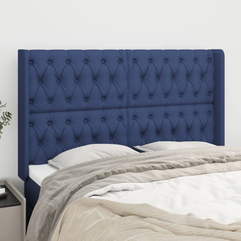 vidaXL Kopfteil mit Ohren Blau 163x16x118/128 cm Stoff vidaXL Kopfteil mit Ohren Blau 163x16x118/128 cm Stoff
