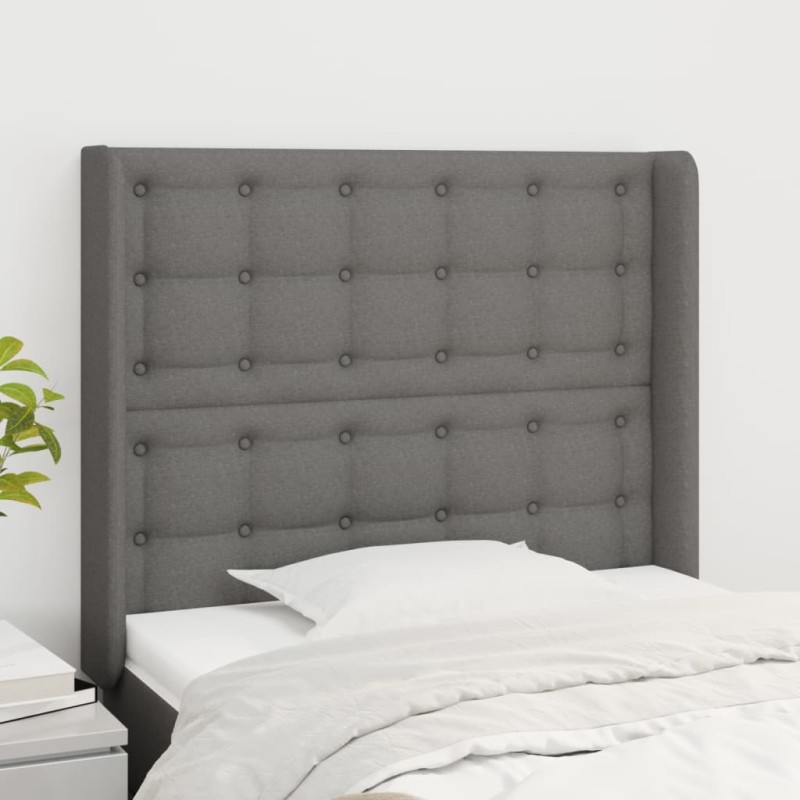 vidaXL Kopfteil mit Ohren Dunkelgrau 83x16x118/128 cm Stoff vidaXL Kopfteil mit Ohren Dunkelgrau 83x16x118/128 cm Stoff