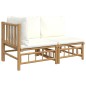 2-tlg. Garten-Lounge-Set mit Cremeweißen Kissen Bambus 2-tlg. Garten-Lounge-Set mit Cremeweißen Kissen Bambus