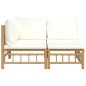 2-tlg. Garten-Lounge-Set mit Cremeweißen Kissen Bambus 2-tlg. Garten-Lounge-Set mit Cremeweißen Kissen Bambus