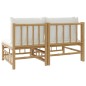 2-tlg. Garten-Lounge-Set mit Cremeweißen Kissen Bambus 2-tlg. Garten-Lounge-Set mit Cremeweißen Kissen Bambus