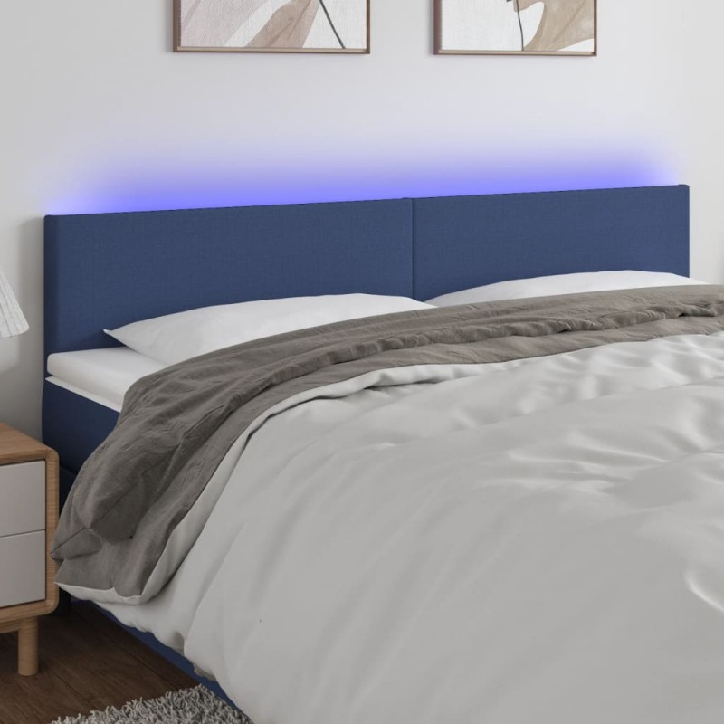 vidaXL LED Kopfteil Blau 160x5x78/88 cm Stoff vidaXL LED Kopfteil Blau 160x5x78/88 cm Stoff
