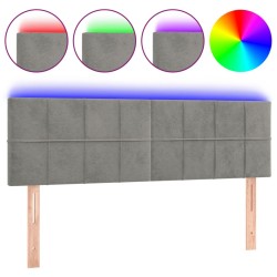 vidaXL LED Kopfteil Hellgrau 144x5x78/88 cm Samt