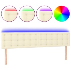vidaXL LED Kopfteil Creme 160x5x78/88 cm Kunstleder