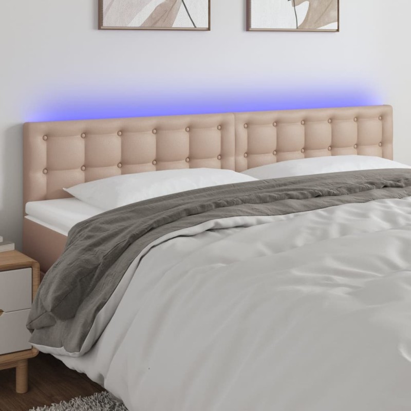 vidaXL LED Kopfteil Cappuccino-Braun 180x5x78/88 cm Kunstleder vidaXL LED Kopfteil Cappuccino-Braun 180x5x78/88 cm Kunstleder